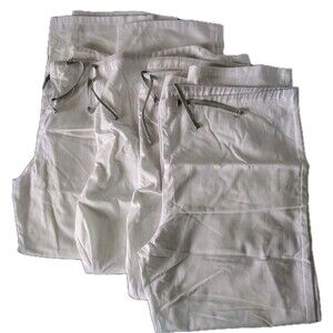 Landau New 4 Pairs White Medical Nursing Tie Waist Scrub Pants Size L Unisex